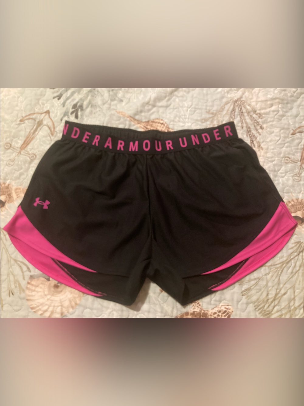 Under Armour Black Athletic Shorts with Pink Trim